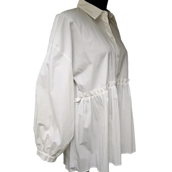 White Long Sleeve Pleated Blouse by Marc New York-NWT-Size Small - Picture 7 of 13